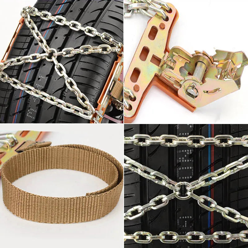 General-purpose car snow chain steel links Oxford pad nylon strap photo colour