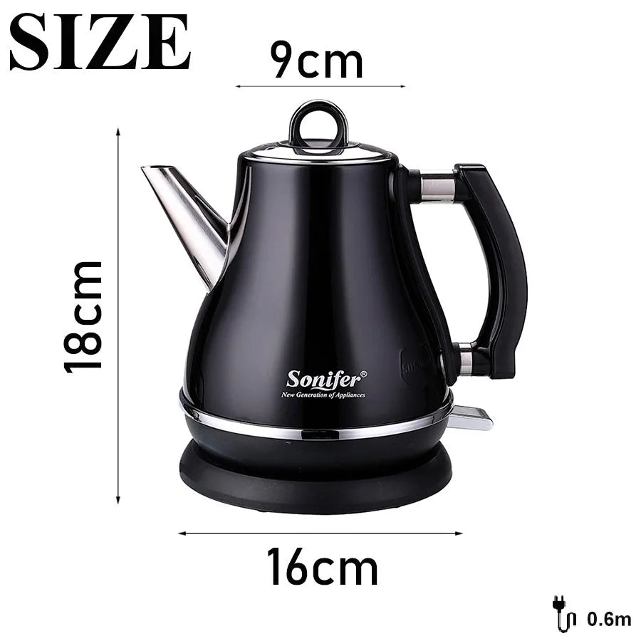 Literary retro style ceramic teapot set with stainless steel electric kettle in wine red, black, or blue colour
