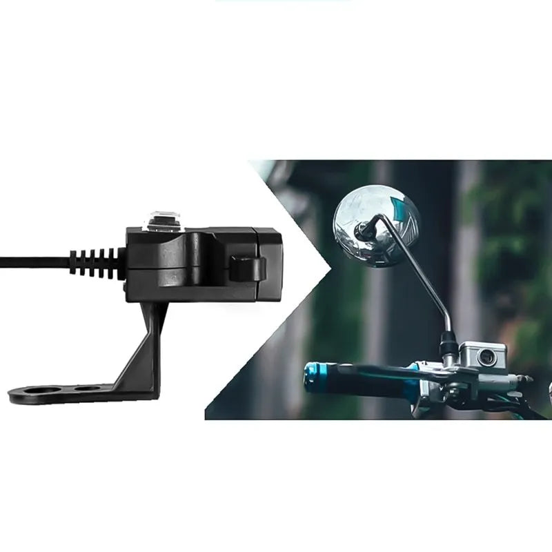 Waterproof dual USB 12V motorcycle handlebar charger with two USB ports for mobile phone and GPS charging