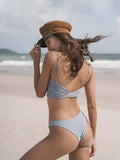 Yukari black and white retro machine slim three-point bikini set for women sizes S to L