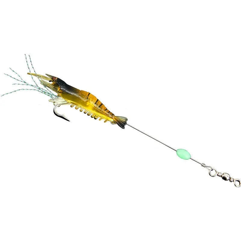 Soft plastic fishing lure set with hooks in six colour variations including luminous options
