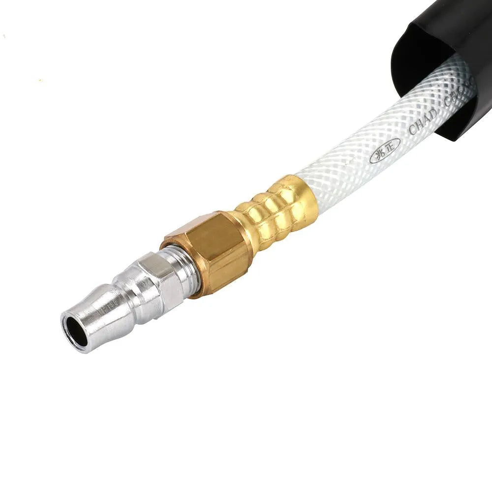 Pneumatic rubber tapping knife with black aluminium alloy body and non-slip rubber handle, 200mm blade, black colour