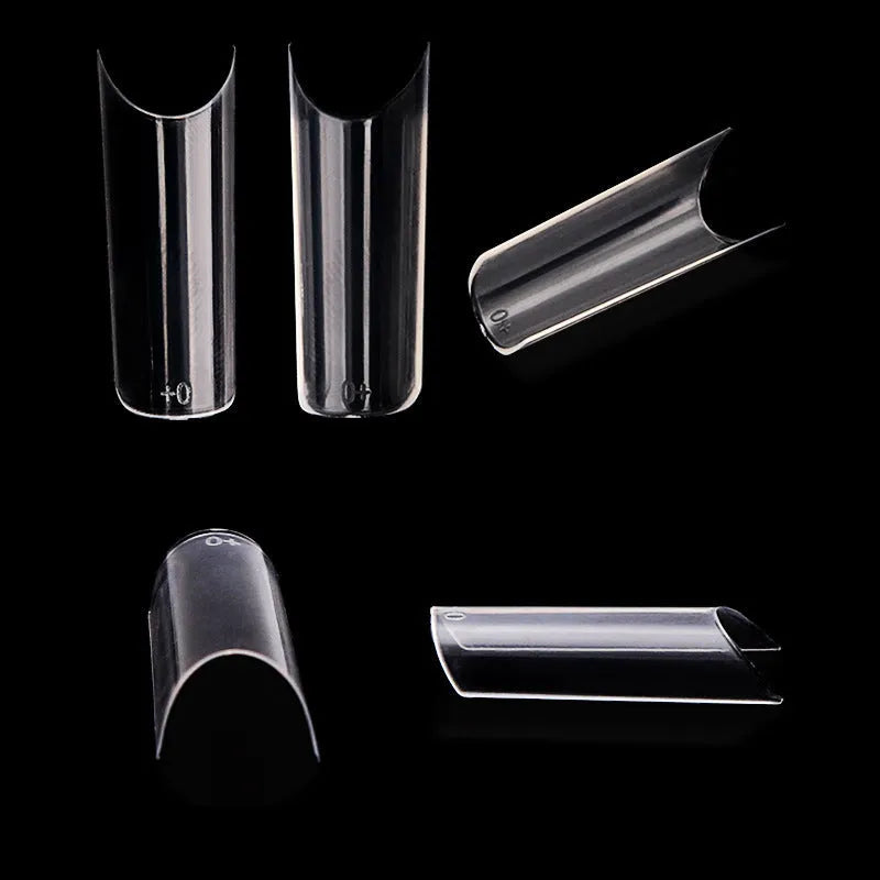 Transparent acrylic French long nail tips in 50-piece pack for nail extensions