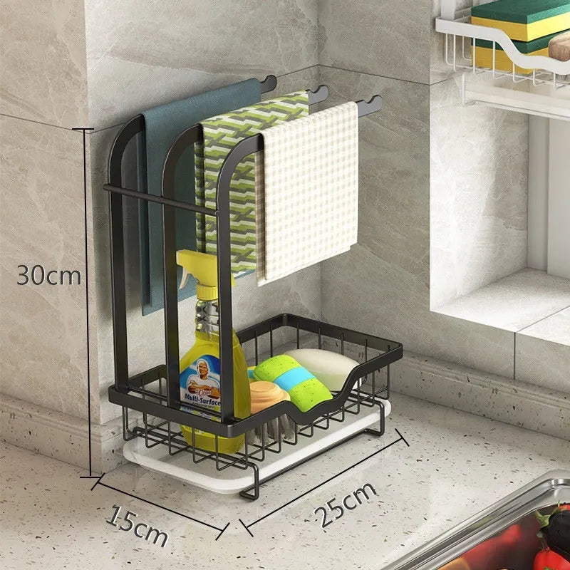 Foldable plastic kitchen rack in New Chinese style mounted on wall or placed on desktop for rag draining