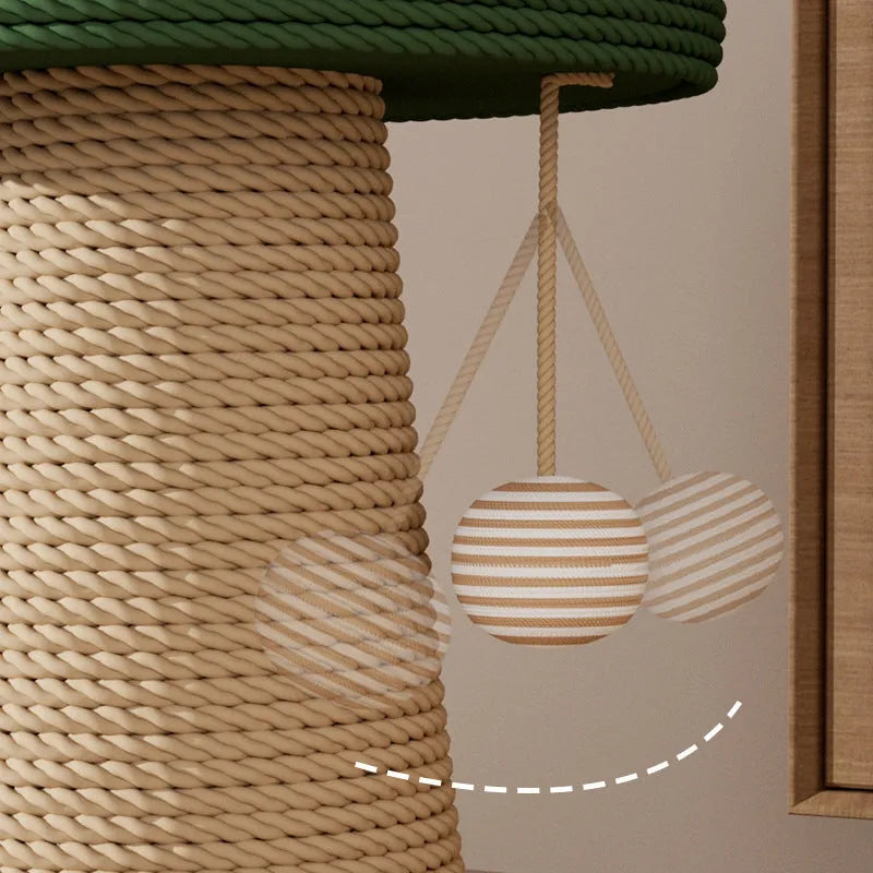 Mushroom-shaped cat scratch board made from natural jute, with dangling ball, wear-resistant and no dandruff