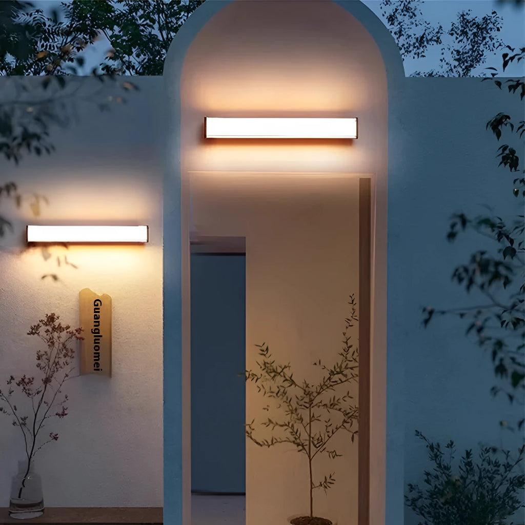 Modern outdoor wall lamp in contemporary design suitable for courtyard and entrance lighting applications