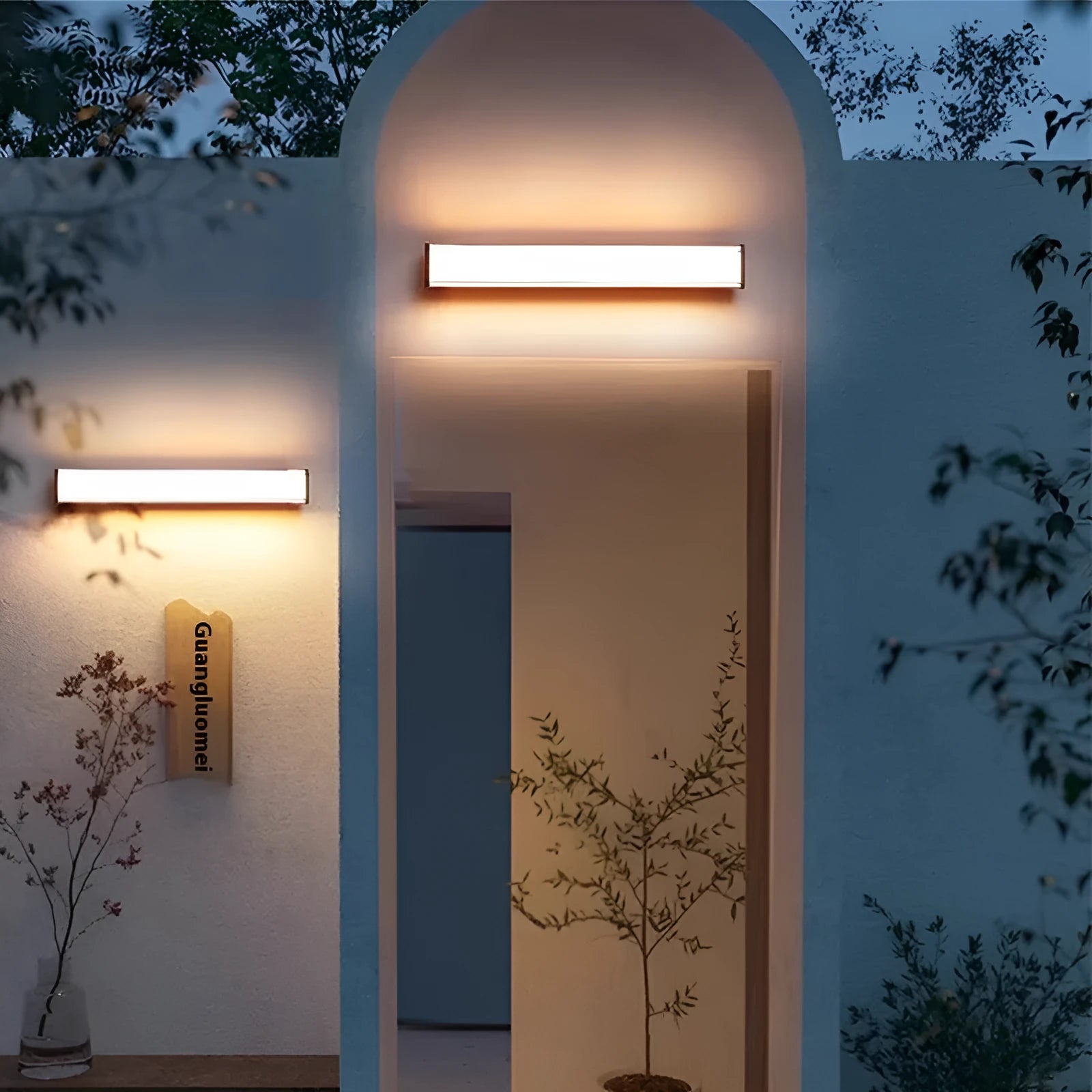 Modern outdoor wall lamp in contemporary design suitable for courtyard and entrance lighting applications