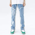 Men's high-waist straight leg denim jeans in blue from Fashion City autumn collection