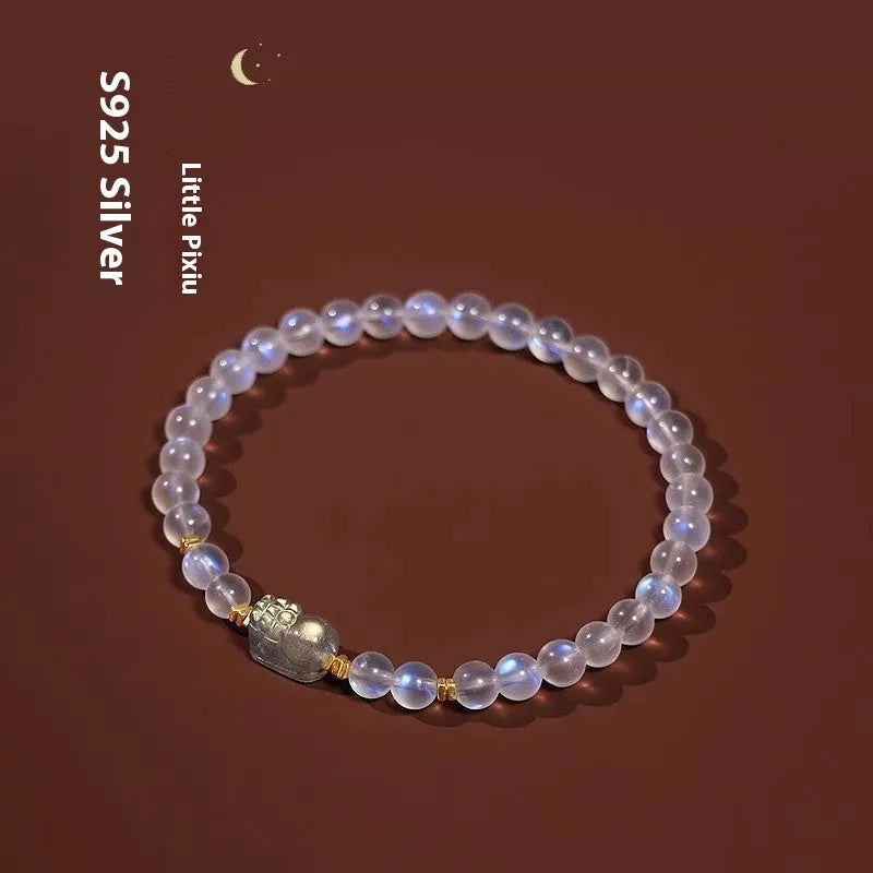 Blue light moonstone women's bracelet with zodiac animal design in national style