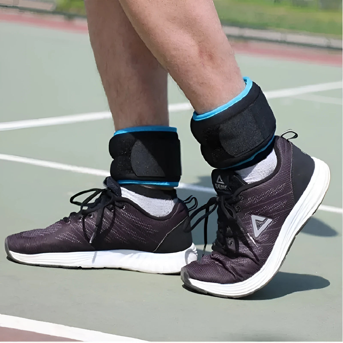 Pair of steel sand sandbag leggings in 1kg 2kg or 3kg, all black or black with blue or orange edge, for hands and legs
