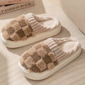 Women's plush indoor slippers in coral velvet or polar fleece with a non-slip PVC sole.