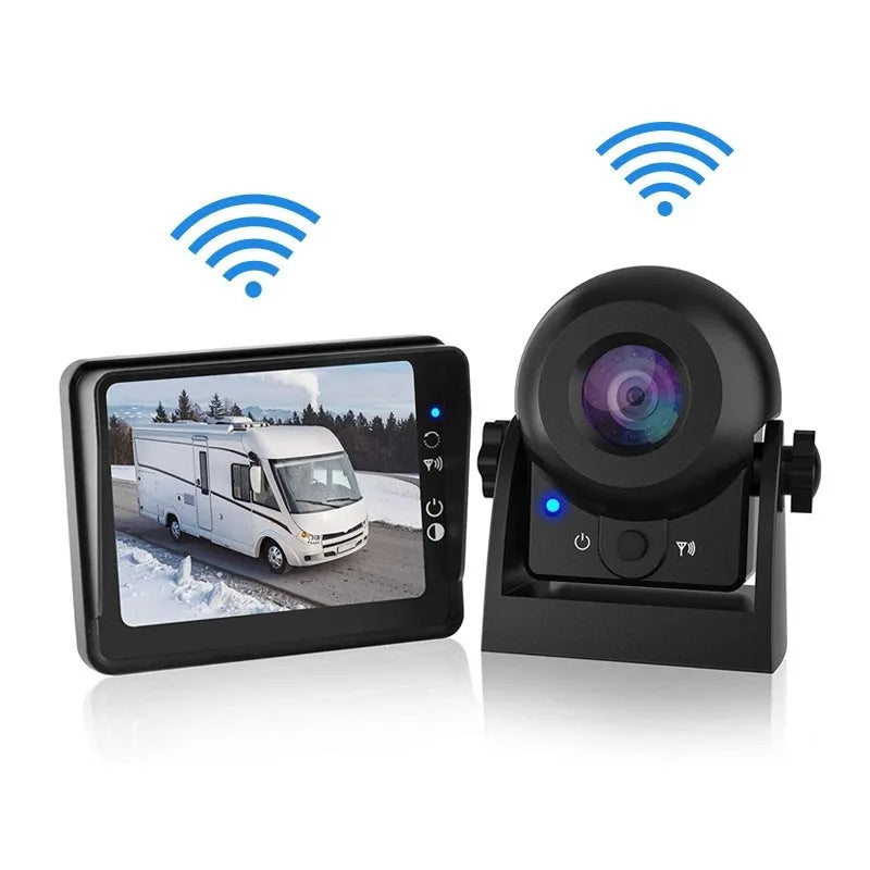 HD wireless infrared night vision reversing camera with 4.3 inch display and 170 degree adjustable angle, black plastic shell