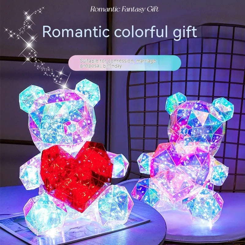 30cm USB luminous bear in Red Love or Pink Love, plastic cartoon decoration with exquisite gift box