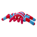 Red plush teddy bear dog toy with bite-resistant texture for medium and large breeds.
