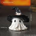 Resin Halloween wizard hat ghost ornament in black or purple colours for seasonal decoration