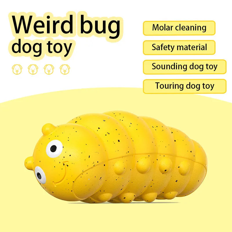 Green teething dog toy with weird barking sound for interactive play