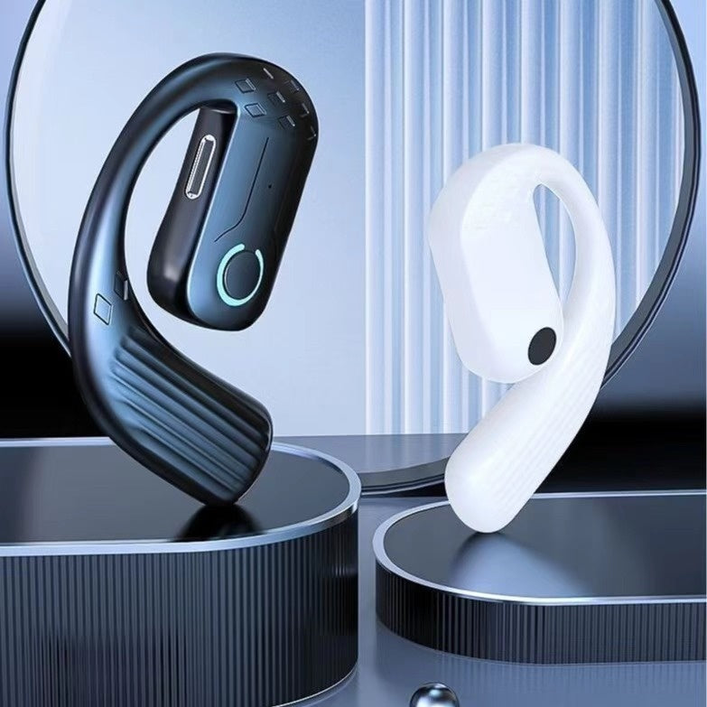 Open-Ear Wireless Bluetooth Earpiece - 180° Adjustable Ear Hook Headset with Mic & Touch Control for Driving & Sports