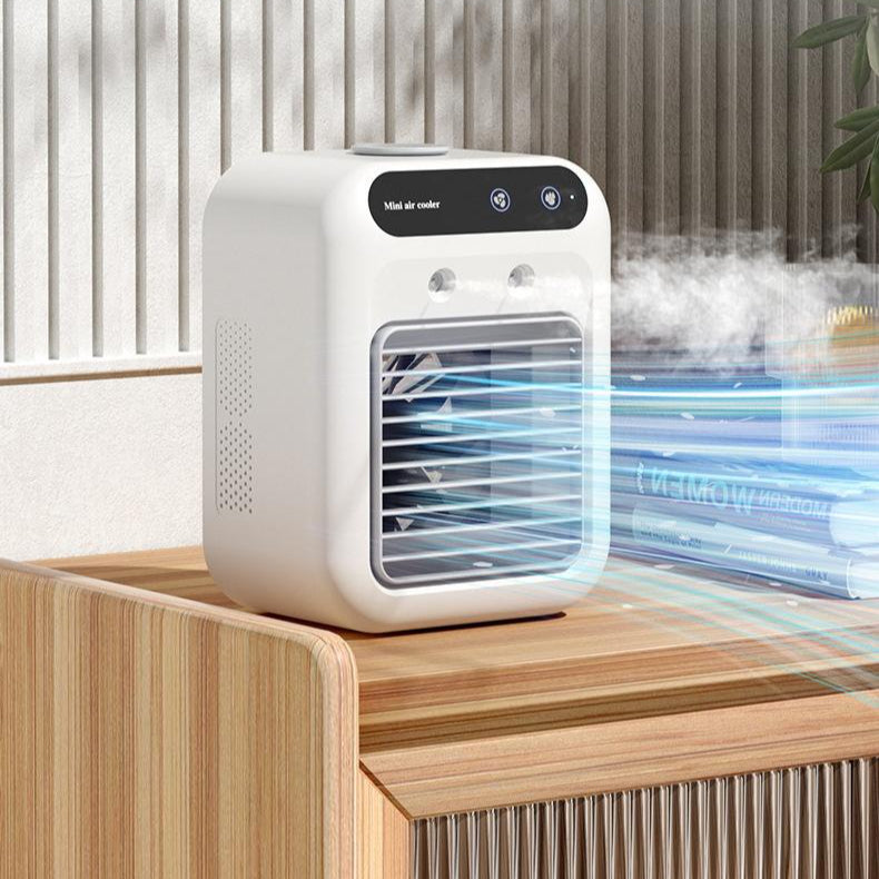 Portable Air Cooler & Mini Humidifier - USB Rechargeable Wireless Desk Fan with Cooling Mist, Compact Air Conditioner for Home, Office & Car