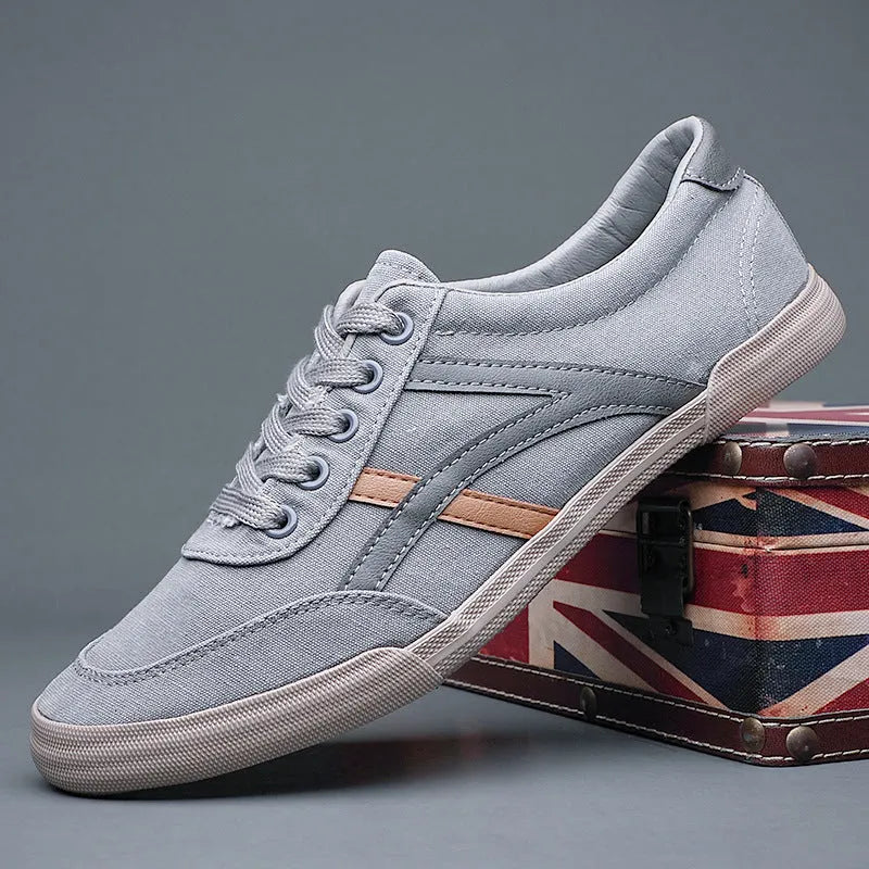 Men's canvas shoes, breathable cloth upper, low top, flat heel, front lace-up, sizes 38-46
