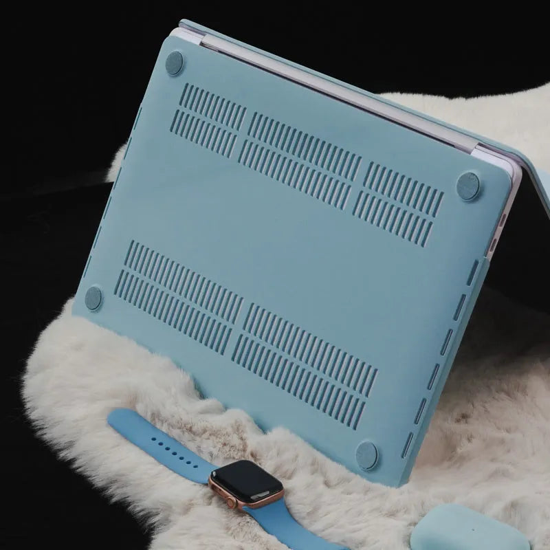 Colorful 16 inch laptop sleeve in Dream Blue with sticker style design for MacBook