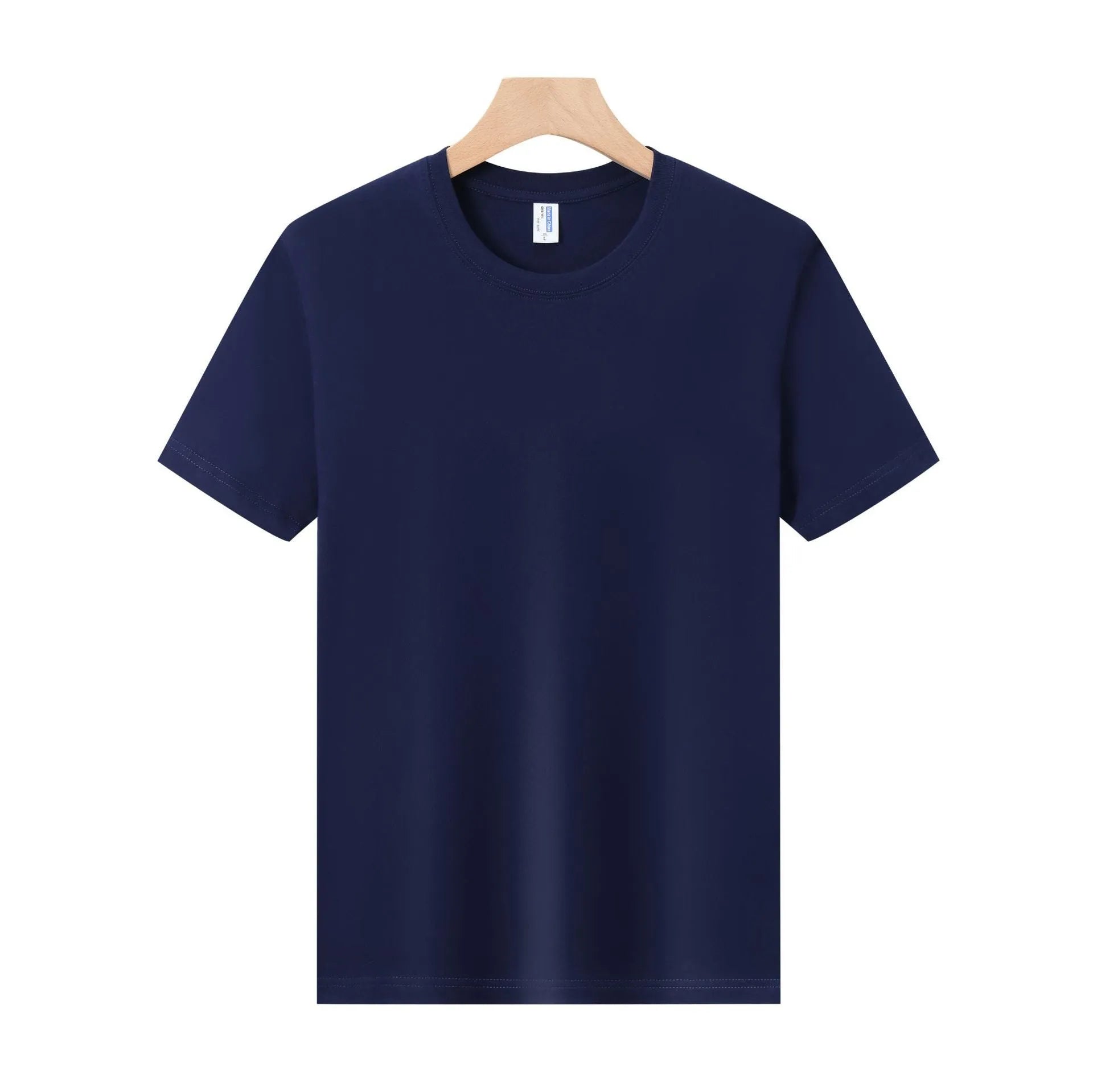 A loose-fit, thick cotton T-shirt in a solid colour, shown on a hanger.