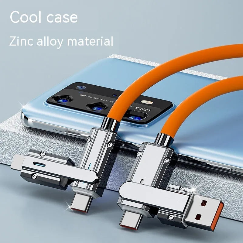 Orange 1 metre fast charging cable with zinc alloy Lightning and USB-C connectors