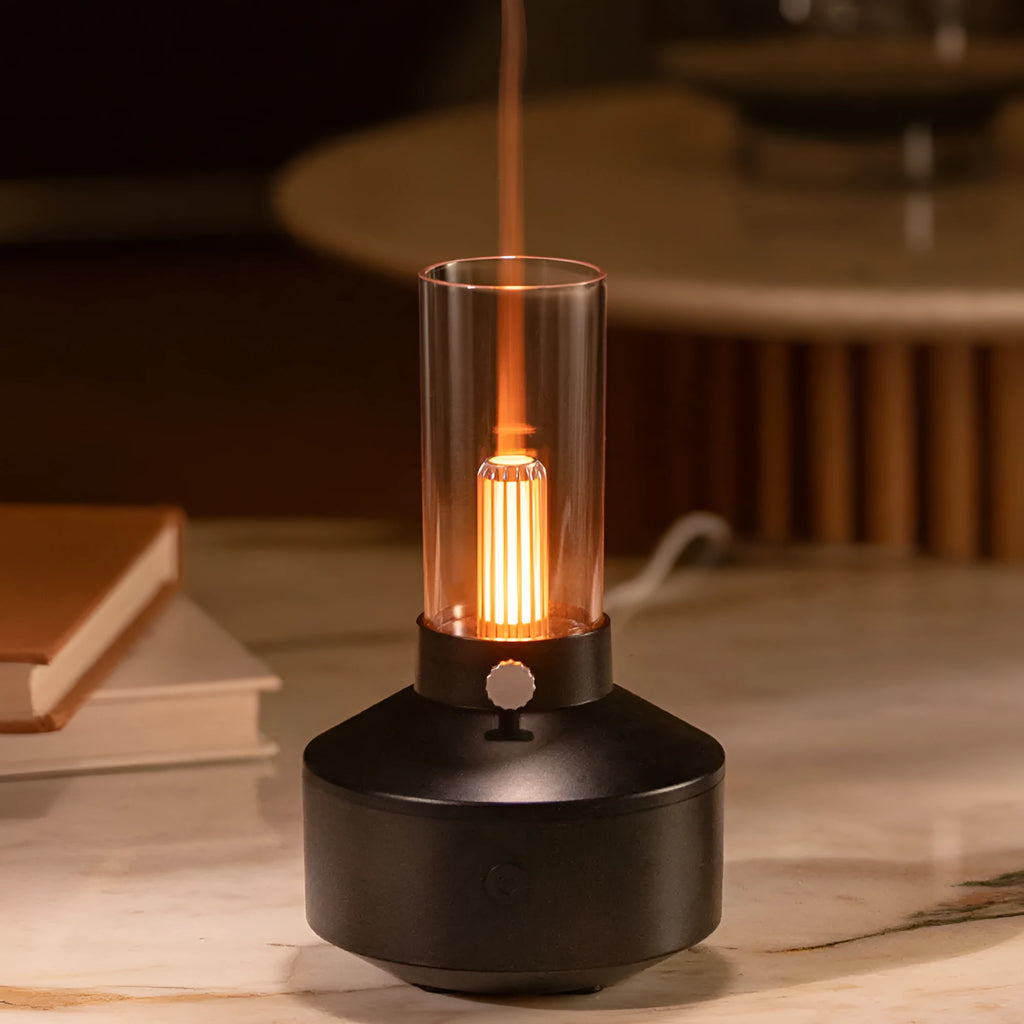 2023 retro ultrasonic humidifier with 150ml water tank, night light, and essential oil aromatherapy diffuser for home office use