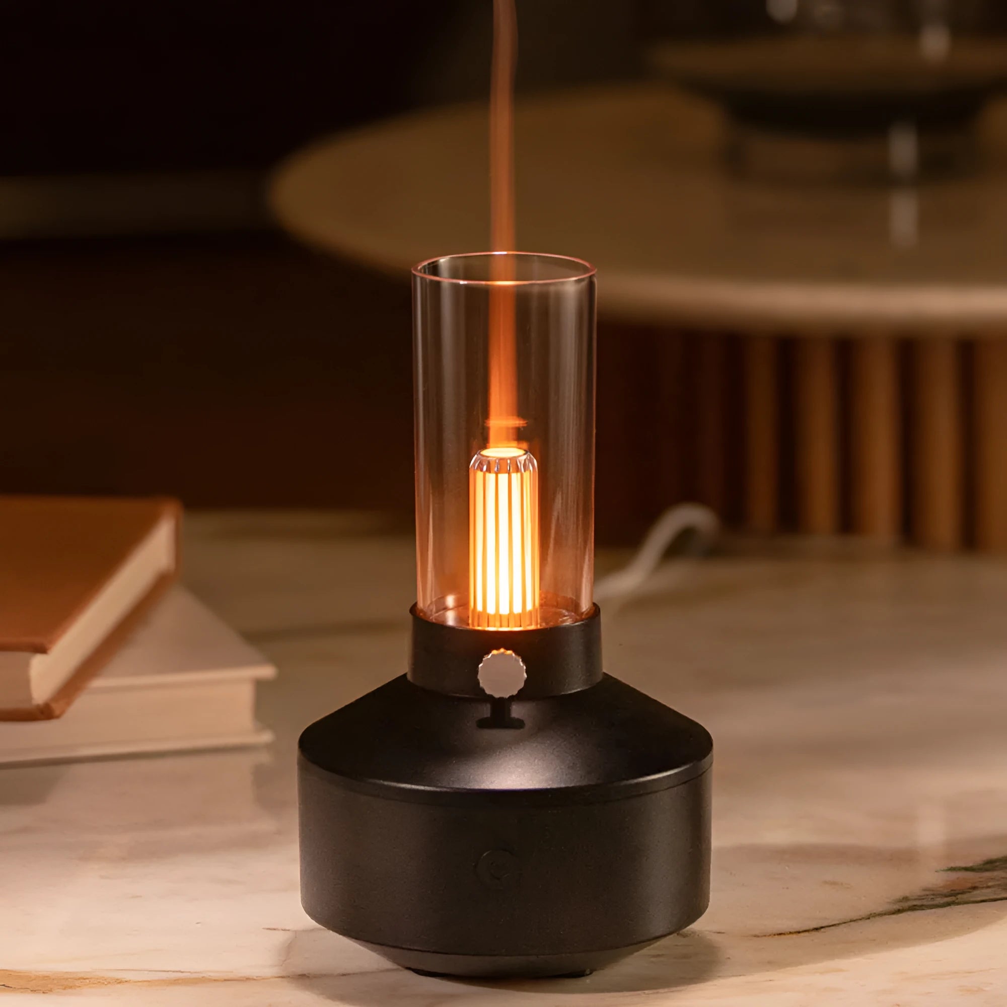 2023 retro ultrasonic humidifier with 150ml water tank, night light, and essential oil aromatherapy diffuser for home office use