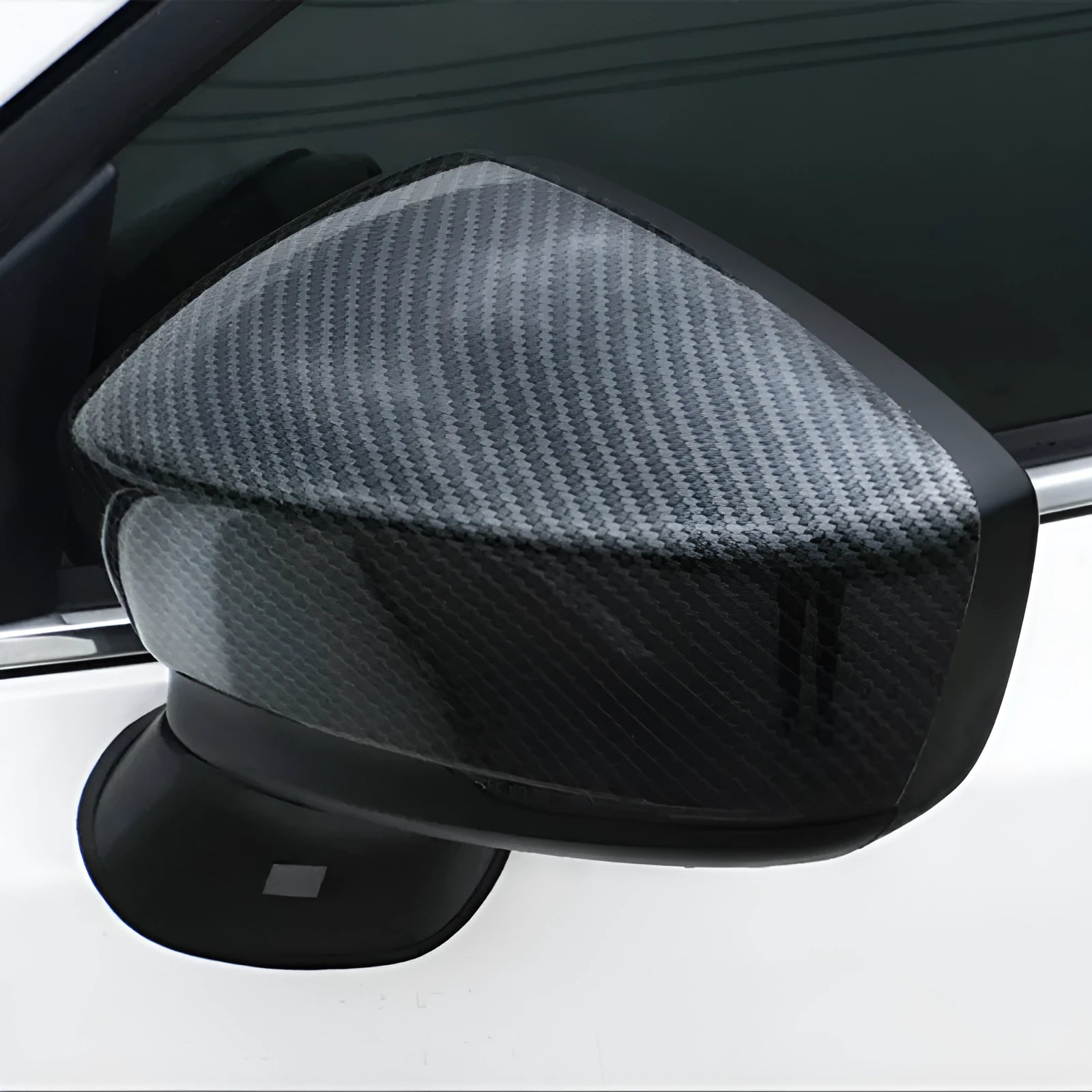 Angkesaila carbon fibre rearview mirror cover shell with decorative bright strip in black carbon fibre 17model finish