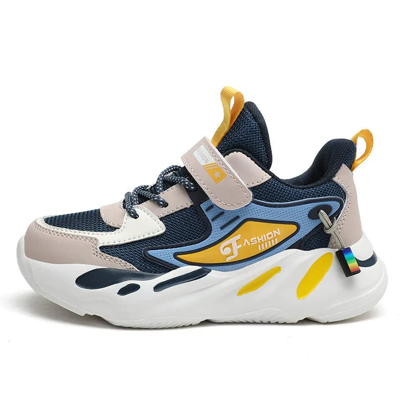 Boys platform sports running shoes with Velcro fastening in multiple colour options