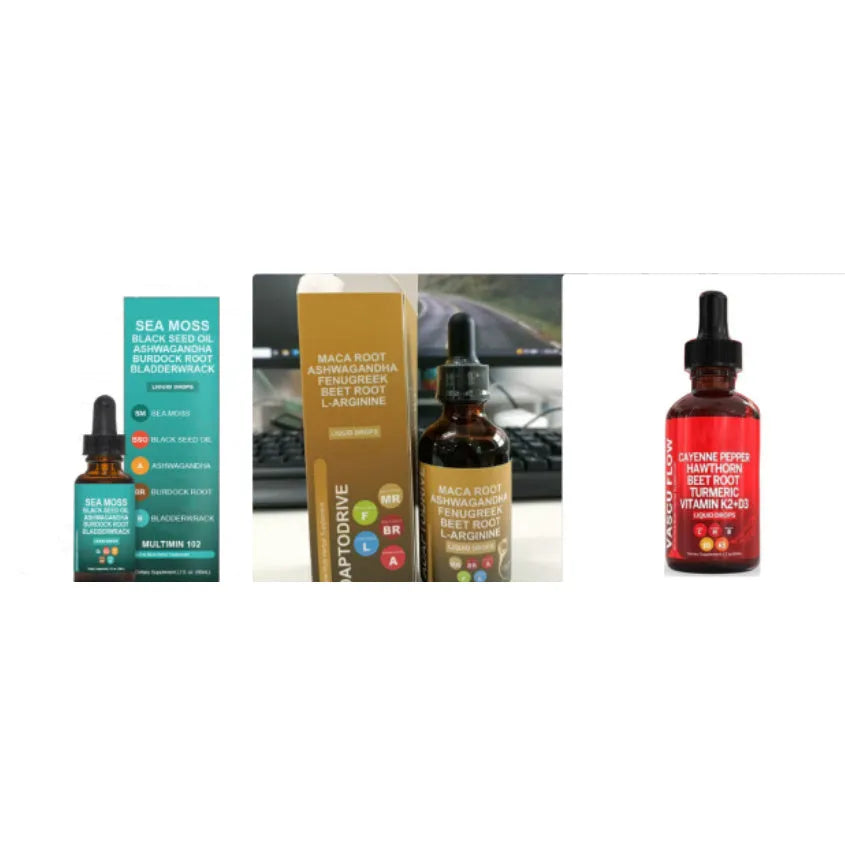 60ml glass bottle of Vitamin D3 K2 Hawthorn Fruit liquid supplement with dropper