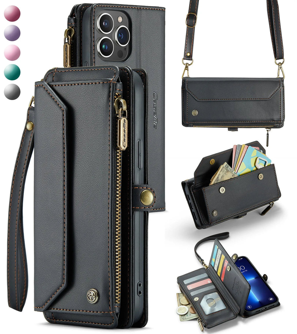 Red TPU wallet style phone case with card slot for Samsung Galaxy S25 Ultra placed on a white surface