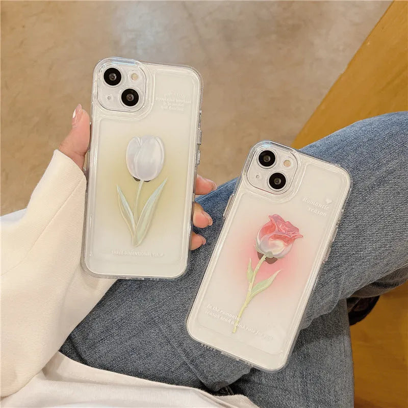Tulip all-inclusive TPU phone case for Apple iPhone in gradient rose colour, shockproof and anti-fall design