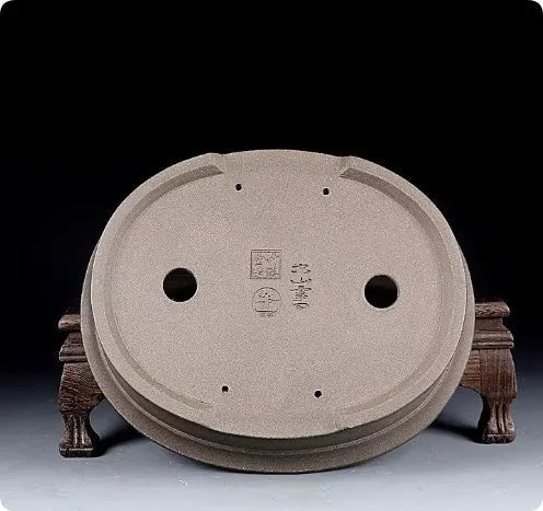 Handmade purple sand oval flower pot measuring 25cm x 21cm x 6.3cm for bonsai and succulent plants