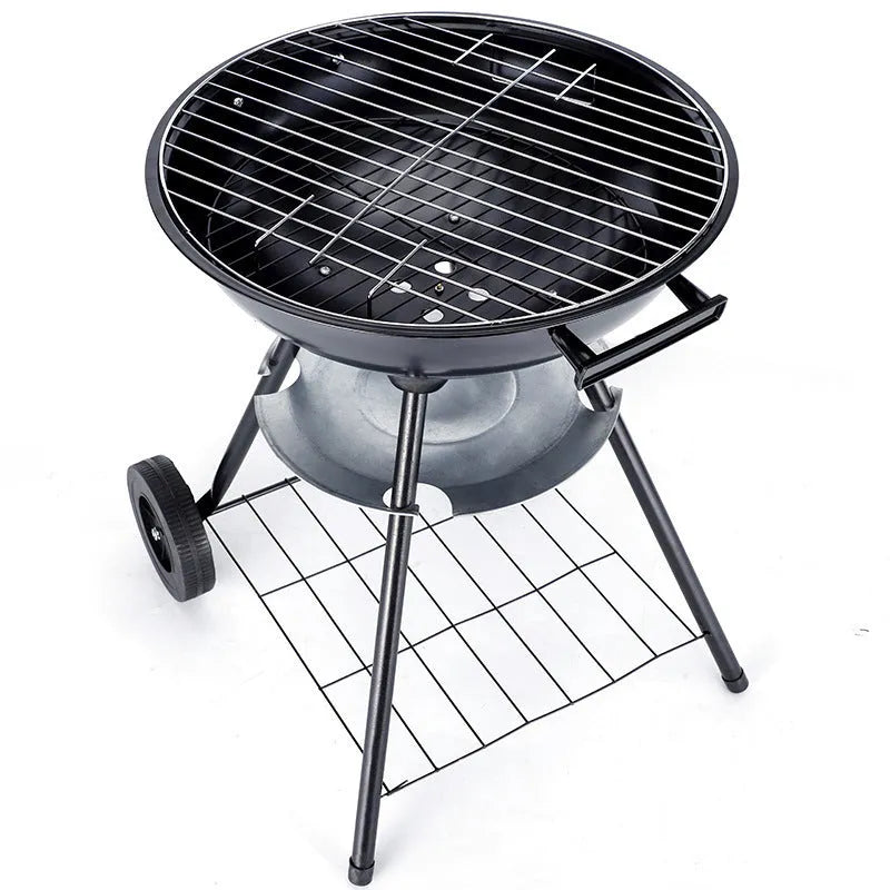 Portable 14-inch iron barbecue oven grill in Apple stove style for outdoor cooking.