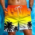 Man wearing loose ethnic style polyester swimming trunks on beach