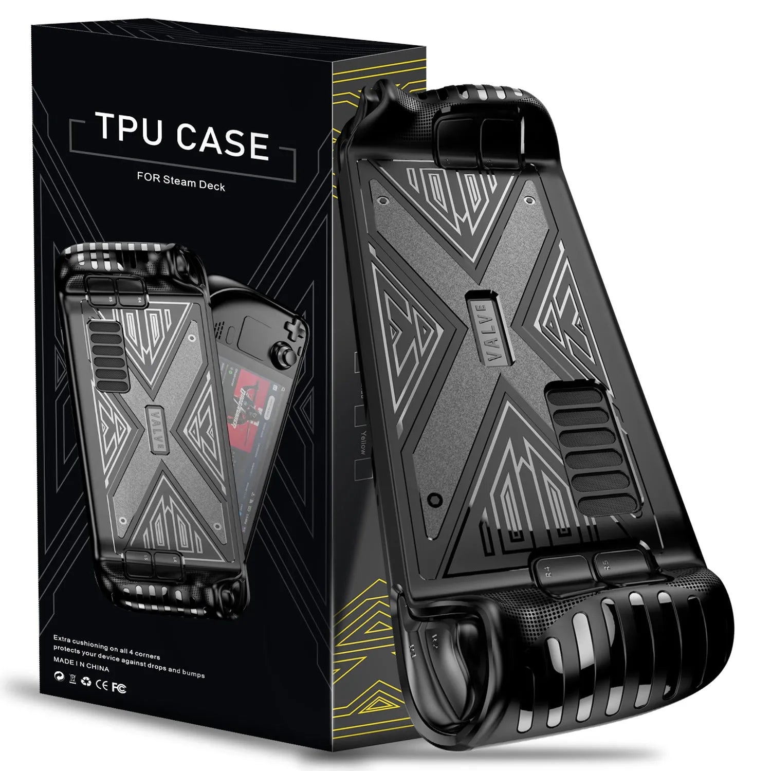 Steam Deck TPU protective cover soft shell case in black, blue or red colour options