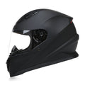 Simple ABS motorcycle helmet in matte black with transparent lens for off-road riding