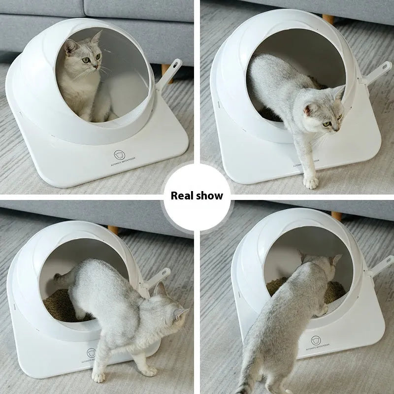 Large Ariston coloured enclosed cat litter tray with deodorising lid and carry handle