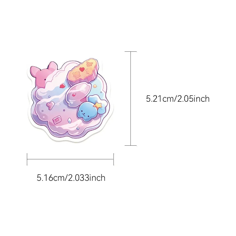 Pack of 50 sheets of cute fresh candy coloured small items waterproof decorative stickers.