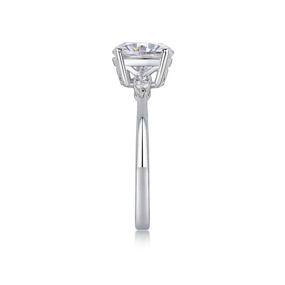 2 carat moissanite wedding ring set in S925 silver with platinum plating, sizes 5 to 9, gift box and GRA certificate