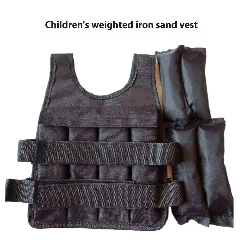 Children's adjustable thin voile sand vest with weight filling, available in sizes from 80-160cm height