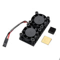 Custom Raspberry Pi twin fan radiator with two aluminium cooling fin heat sinks and one fan