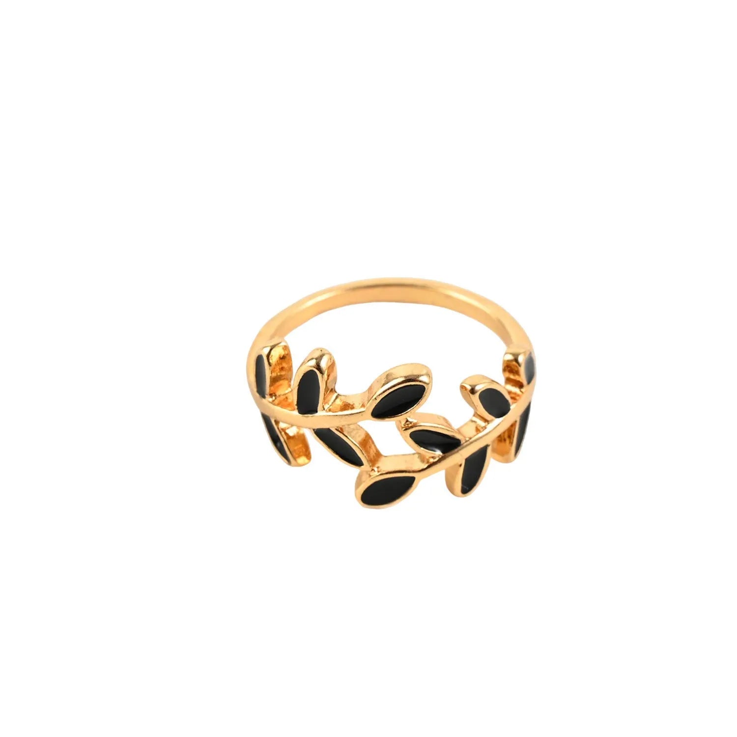 Gold electroplated acrylic fashion ring with geometric leaf design in floral shape for women
