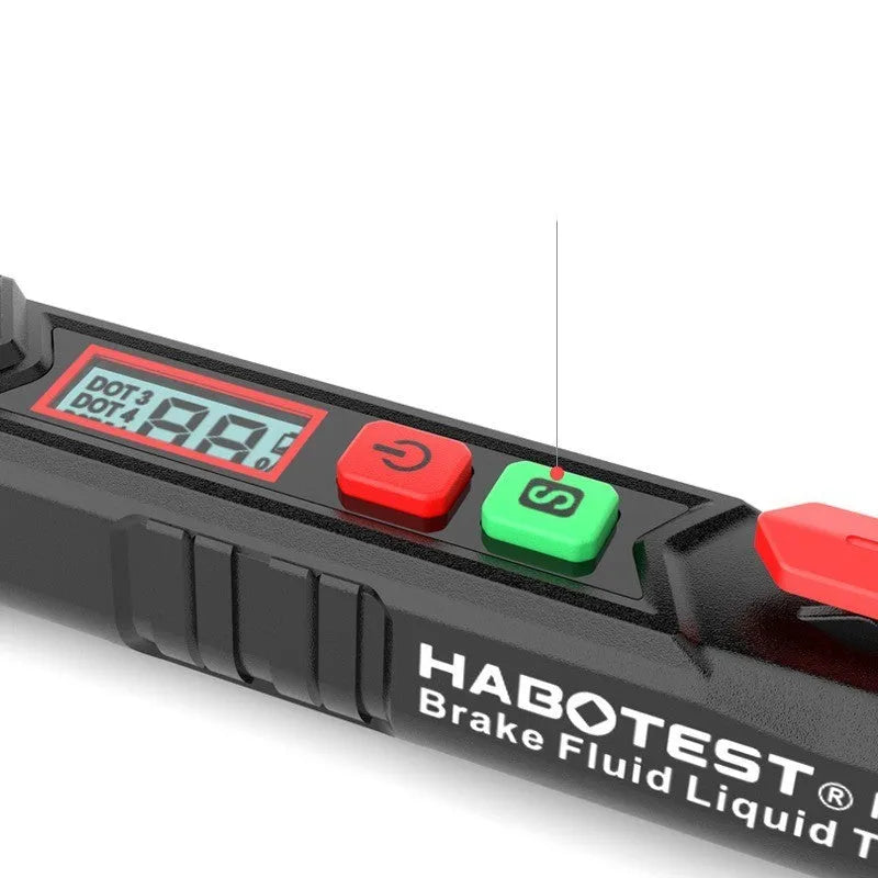 Digital brake fluid tester pen with display screen and testing probe for automotive diagnostics