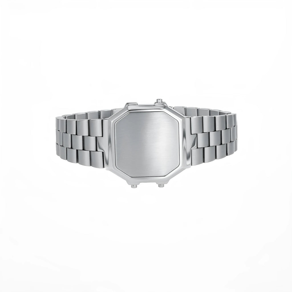 Small square wristwatch bracelet without time display, alloy case, titanium steel band, 35mm x 36mm dial, in steel colour