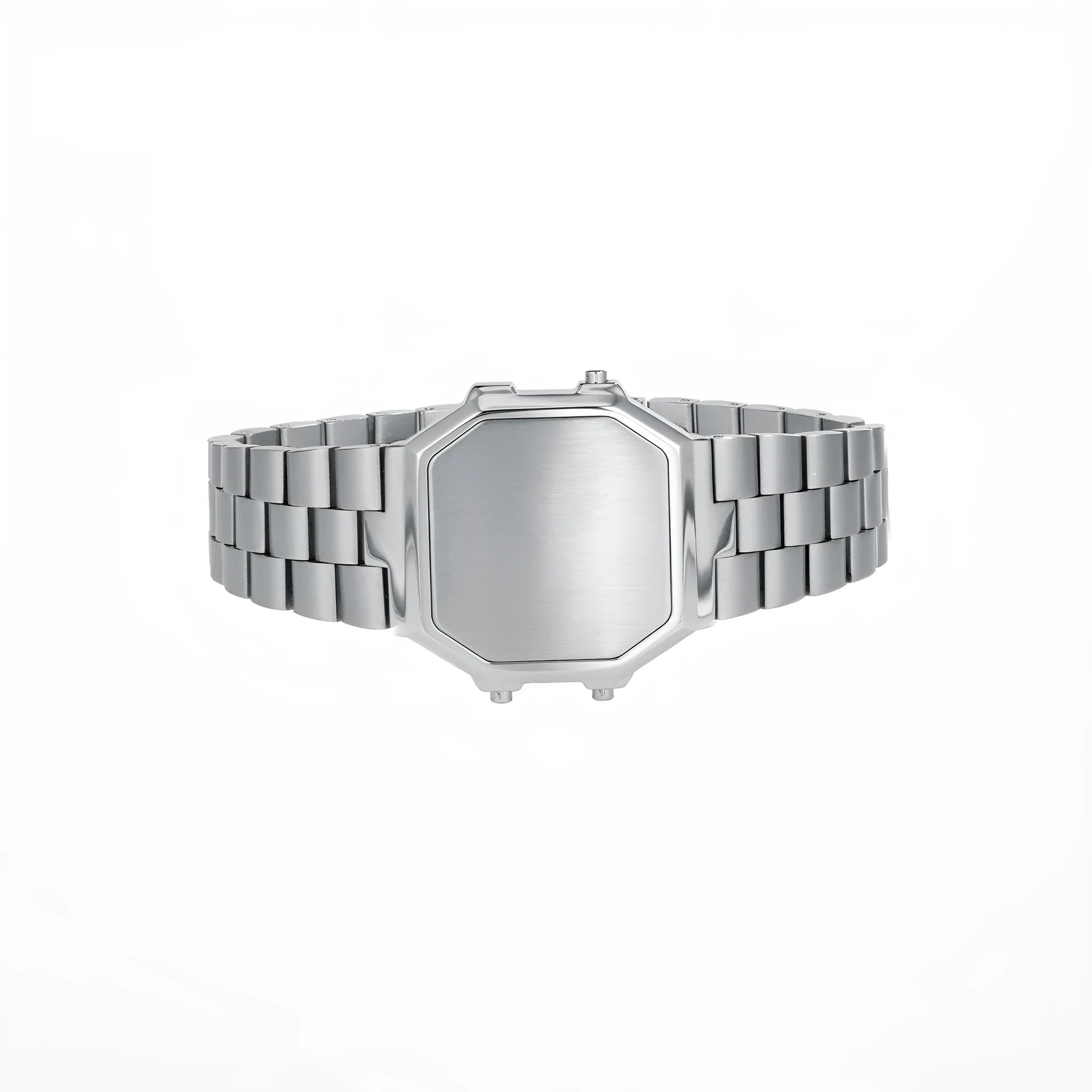 Small square wristwatch bracelet without time display, alloy case, titanium steel band, 35mm x 36mm dial, in steel colour