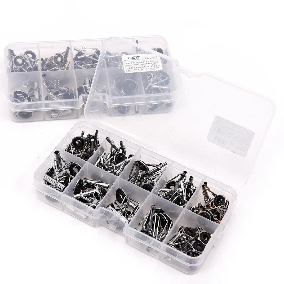 Boxed sea fishing rod guide ring set of 80 pieces in alloy material with storage box