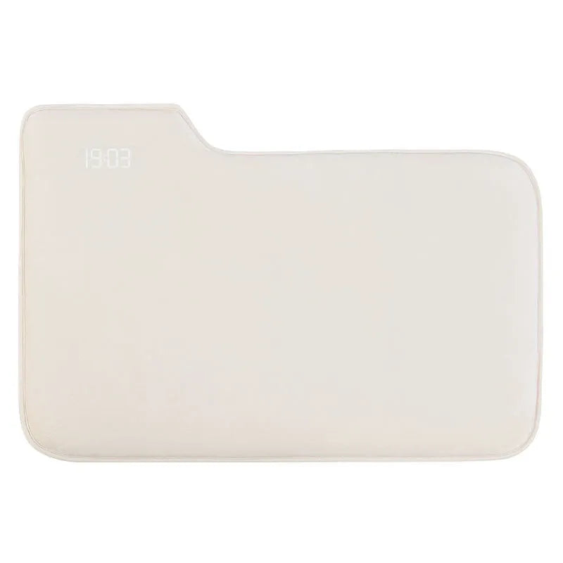 Smart carpet mat alarm clock with 20mm thick velvet cloth shell, showing the mat and control panel