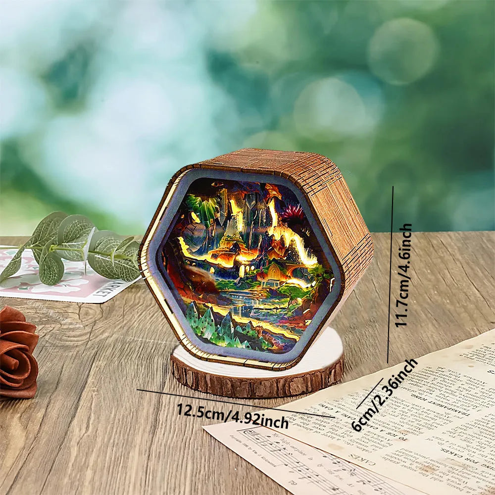 3D wooden carved night light bedside ornament in American style with carved detail